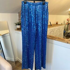 Vintage Simon Chang Sparkling Blue Wide Leg Pants